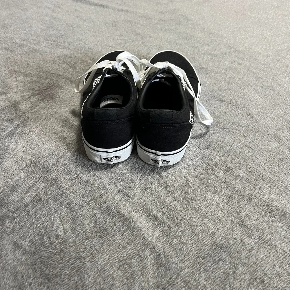 Vans Mens 9 Skate Old Skool Sneakers Checker Stripe Black White Casual Low Top